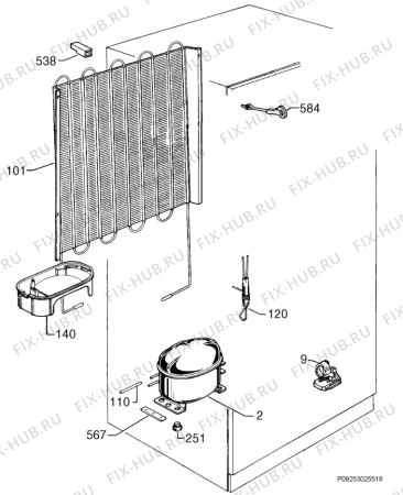 Взрыв-схема холодильника Electrolux ERD30392W - Схема узла Cooling system 017